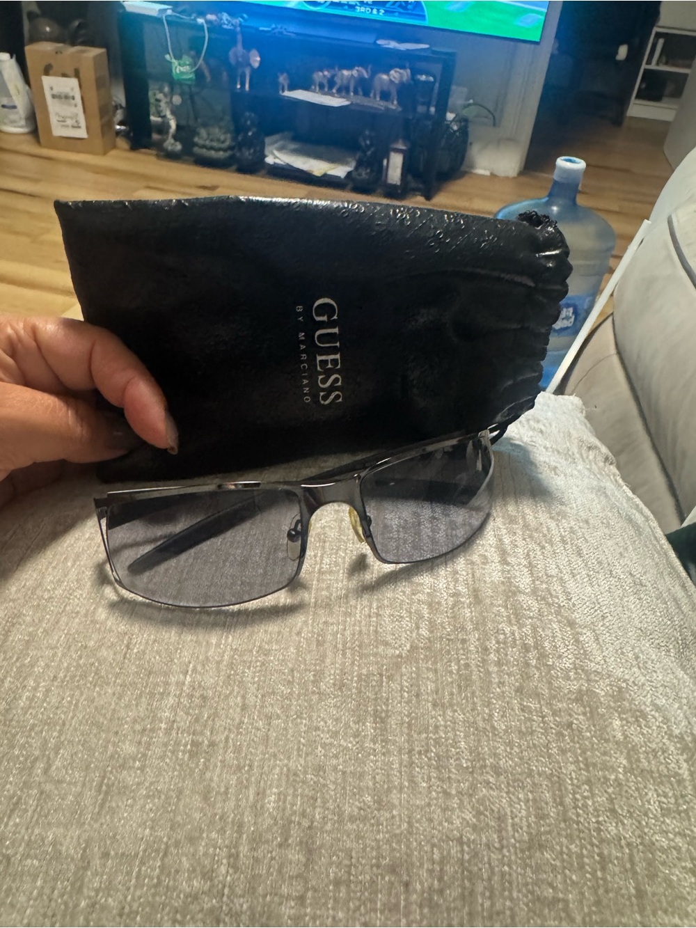 GUESS Men's Black Sunglasses with Gray Lenses and Black Soft Case